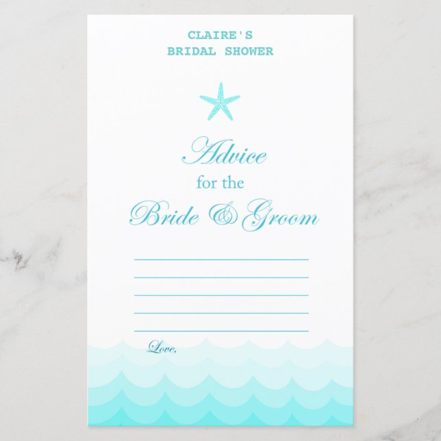 Lámina Beach Bridal Shower Game, Náutica, Sirenita (Anverso)