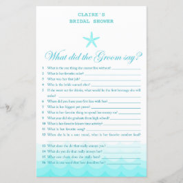 Lámina Beach Bridal Shower Game, Náutica, Sirenita