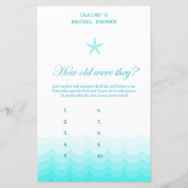 Lámina Beach Bridal Shower Game, Náutica, Sirenita