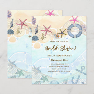 Lámina Beach Coastal Bridal Shower Invitan a la vida mari