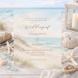 Lámina Beach coastal ocean wedding invitation