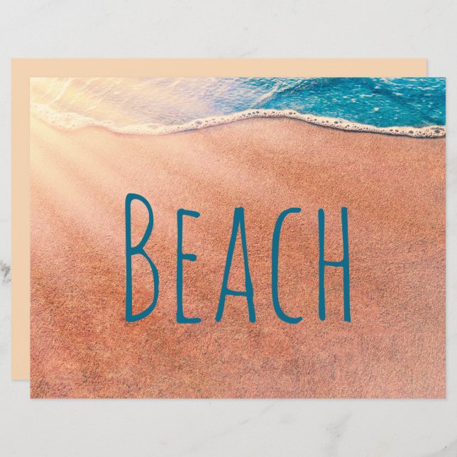 Lámina Beach Sandy Shoreline Blue Ocean Wave Decoupage (Anverso / Reverso)