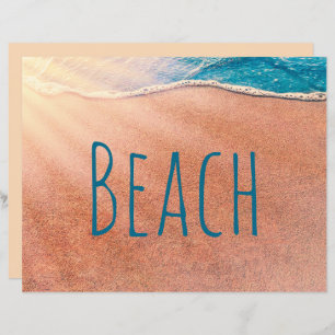 Lámina Beach Sandy Shoreline Blue Ocean Wave Decoupage