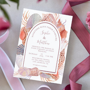 Lámina Beach Seashells Watercolor Boda costero