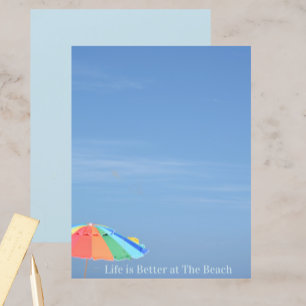 Lámina Beach Umbrella Life es mejor papel Blue Scrapbook