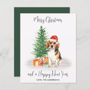 Lámina Beagle Dog Santa Festial Feliz Navidad