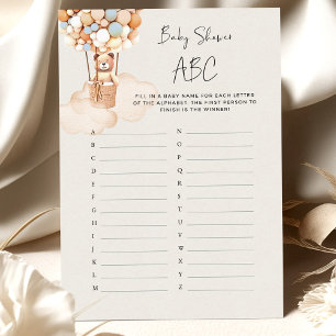 Lámina Bear Baby Shower Game - ABC