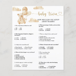 Lámina Bear Baby Trivia | Juego Baby Shower