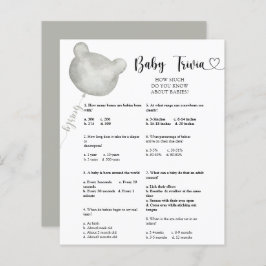 Lámina Bear Baby Trivia | Juego Baby Shower