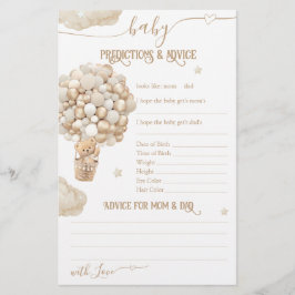 Lámina Bear Balloons Bearly Wait Baby Shower Game