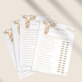 Lámina Bear Balloons Bearly Wait Baby Shower Game