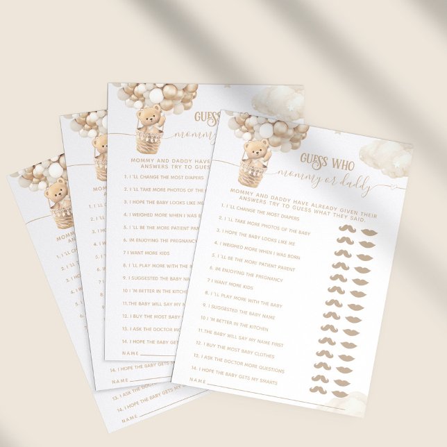 Lámina Bear Balloons Bearly Wait Baby Shower Game (Subido por el creador)