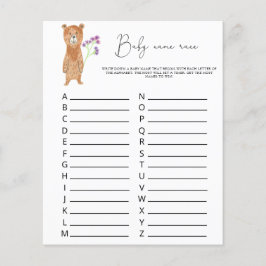 Lámina Bear - Juego de carreras de nombre de bebé