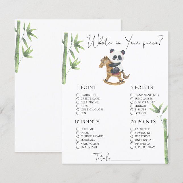 Lámina Bear Panda - ¿Qué hay en tu bolso? (Anverso / Reverso)