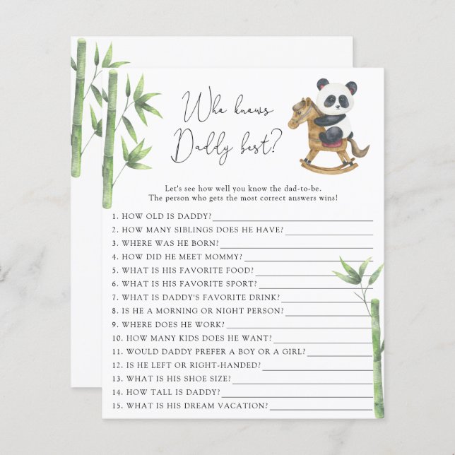 Lámina Bear Panda quien mejor conoce a papá (Anverso / Reverso)