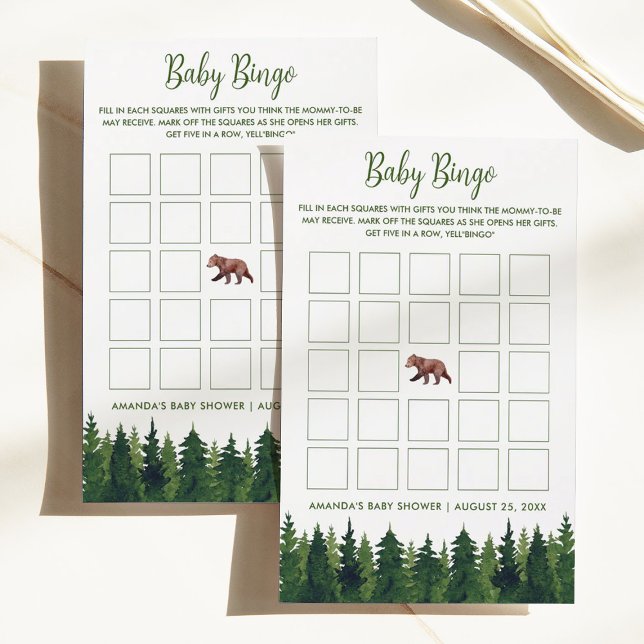 Lámina Bear Y Pine Trees Bebé Bingo Baby Shower (Subido por el creador)