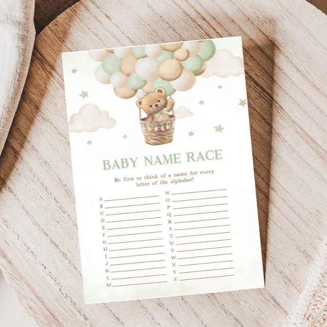 Lámina Bearly Wait Bear Baby Shower Baby Name Race Game (Bearly Wait Bear Baby Shower Game)