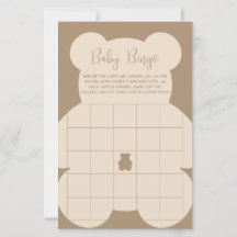 Bearly Wait Beige Baby Bingo Card