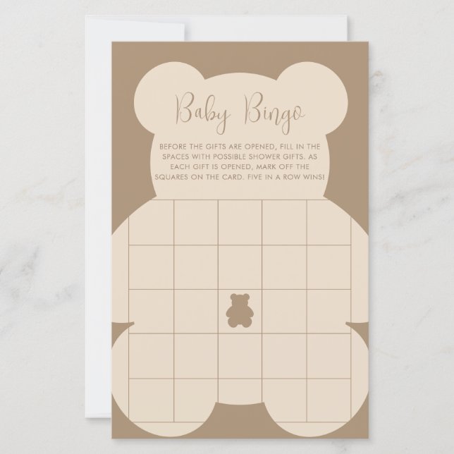 Lámina Bearly Wait Beige Baby Bingo Card (Anverso)