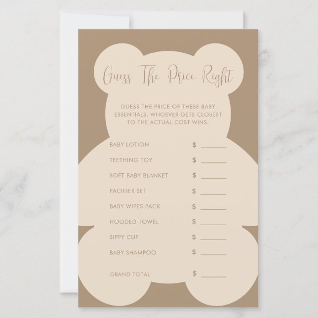 Lámina Bearly Wait Beige Guess The Price Game (Anverso)