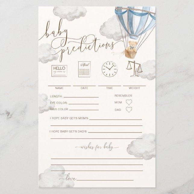 Lámina Bearly Wait Blue Baby Predictions Game (Anverso)