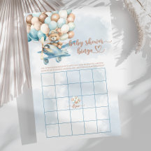 Bearly Wait Blue Balloons Juego de Bingo Baby Show