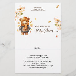 Lámina Bearly Wait Fall Baby Shower Candy Bar Wrapper