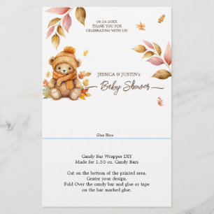 Lámina Bearly Wait Fall Baby Shower Candy Bar Wrapper