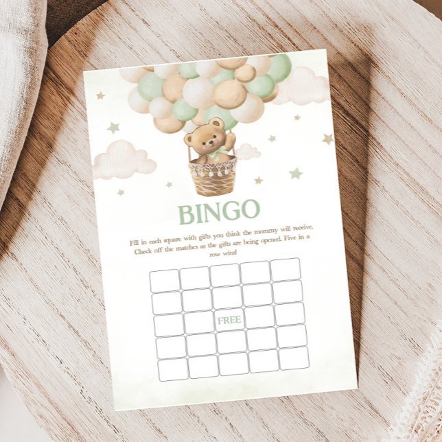 Lámina Bearly Wait Green Bear Baby Shower Bingo Juego (Bearly Wait Bear Baby Shower Bingo Game)