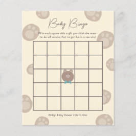 Lámina Beary Cute Brown Teddy Bear Juego de Bingo Baby Sh