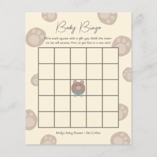 Lámina Beary Cute Brown Teddy Bear Juego de Bingo Baby Sh