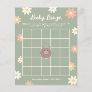 Lámina Beary Cute Teddy Bear Boy Juego de Bingo Baby Show