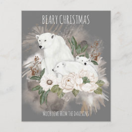 Lámina Beary Navidades Family Name Gray Polar Bear Card