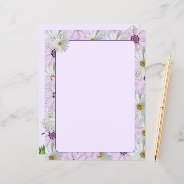Lámina Beautiful Pink and White Daisies 8.5 x 11 (Anverso/Reverso In Situ)