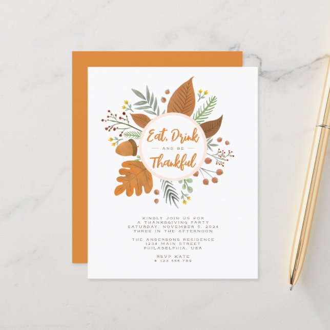 Lámina Beba y sé Fiesta de Acción de Gracias por la guerr (Anverso/Reverso In Situ)