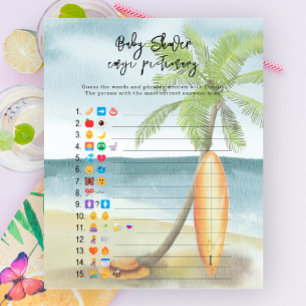 Lámina Bebé a bordo - Juego de imágenes emoji baby shower