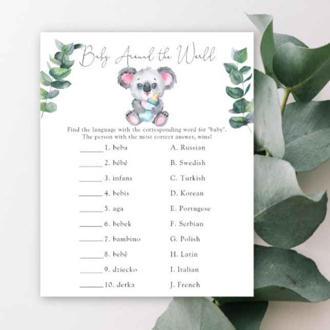 Lámina Bebé alrededor del mundo - Baby Shower de Koala (Subido por el creador)