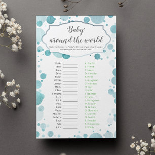 Lámina "Bebé alrededor del mundo" Blue Baby Boy Shower Ga