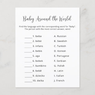 Lámina Bebé alrededor del mundo - Juego de Baby Shower