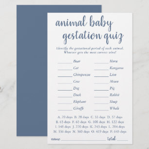 Lámina Bebé animal simple   Dusty Blue Gestational Game