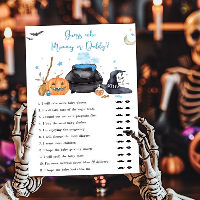 Lámina Bebé azul se está preparando para adivinar quién e (Baby is Brewing Baby Shower Guess who Mommy or Daddy Game)