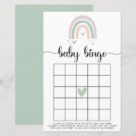 Lámina Bebé Bingo Boho Rainbow Sage Shower Game
