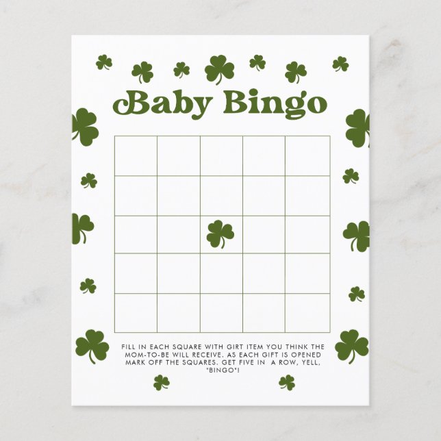 Lámina Bebé Bingo Feliz Día de San Patricio Shamrock Verd (Anverso)