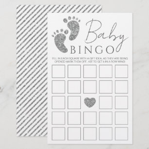Lámina Bebé Bingo Plata Purpurina Pies de Bebé Baby Showe