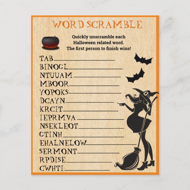Lámina Bebé Breve Ducha Halloween Bruja Cramble Juego (Anverso)