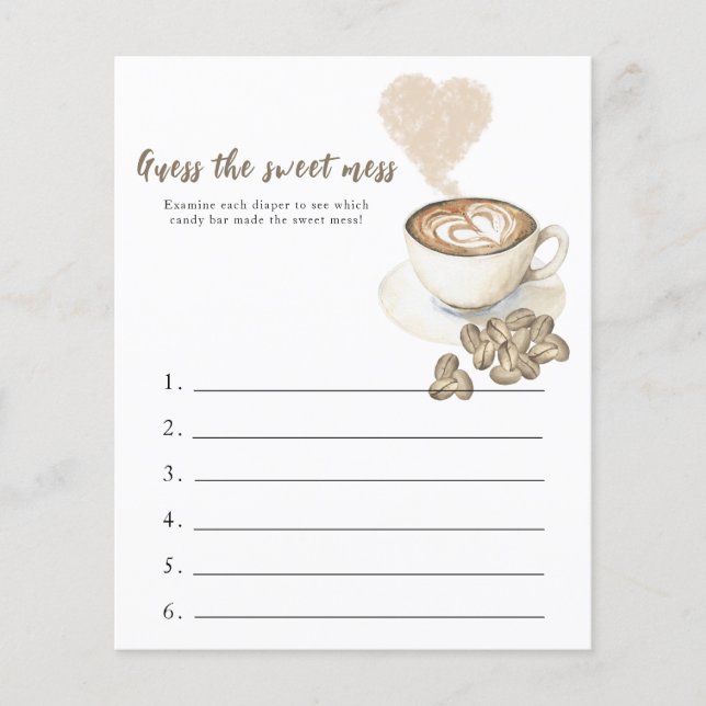 Lámina Bebé café ducha bebé Adivina el juego de los dulce (Anverso)