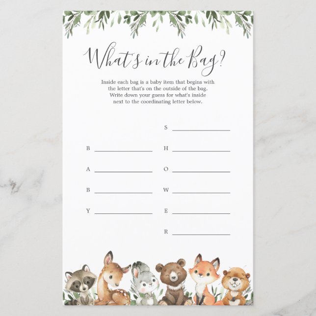 Lámina Bebé de animales de Woodland adivina qué hay en la (Anverso)