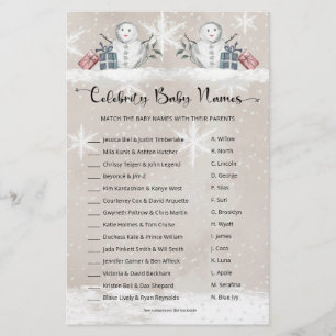 Lámina Bebé de celebridades nombra a Snowman Baby Shower