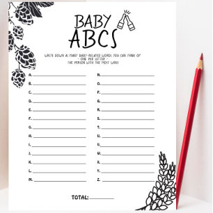 Lámina Bebé de cervecería - B&W - Juego ABC del bebé Baby