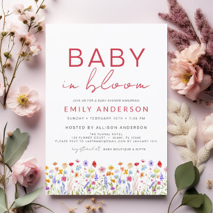 Lámina Bebé de flores silvestres en una invitación de Bab